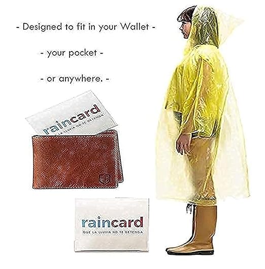 FULLY Reusable Wallet Rain Card Rain Coat for Adults (Set of 5)