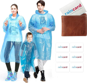 FULLY Reusable Wallet Rain Card Rain Coat for Adults (Set of 5)