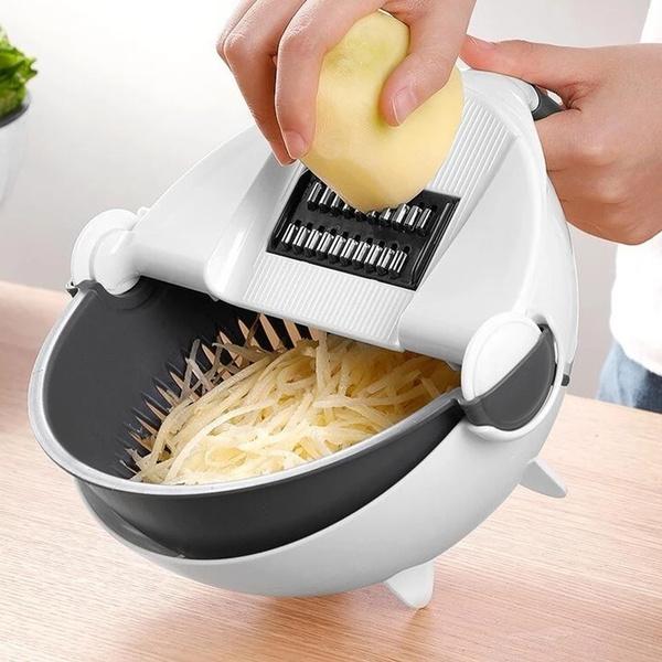 9-IN-1 MULTI-FUNCTIONAL VEGETABLE CUTTER WITH ROTATE DRAINING BASKET